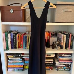 Everlane The Ribbed Cotton Cross-back Dress Blue Size: Small